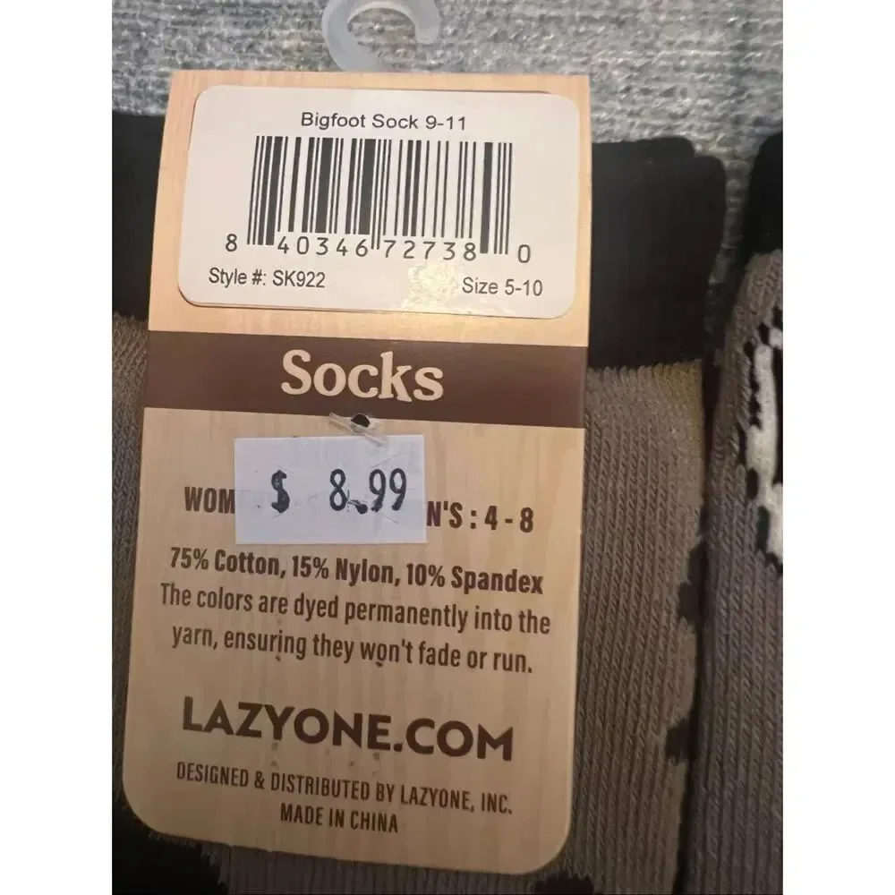 New Lazy One Gray Black Red Bigfoot Grill Master Socks Womens 5 - 10 Mens 4 - 8